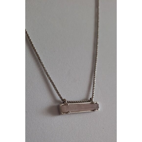 EUC Kendra Scott Leanor Necklace Silver With Rose Quartz Pendant - Picture 6 of 10